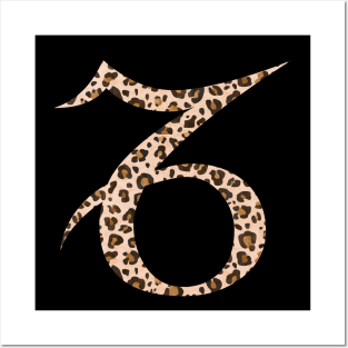 Capricorn Zodiac Horoscope Symbol in Leopard Print Posters and Art